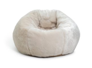An Image of Habitat Ayrton Fur Beanbag- Cream