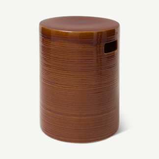 An Image of Sacha Garden Stool, Burnt Orange Reactive Glaze