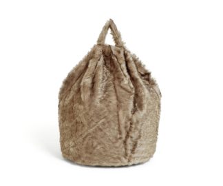 An Image of Argos Home Faux Fur Bean Bag - Chocolate