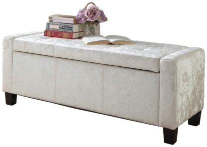 An Image of GFW Verona Velvet Ottoman Bench - Grey