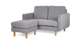 An Image of Habitat Remi 2 Seater Fabric Chaise in a Box - Light Grey
