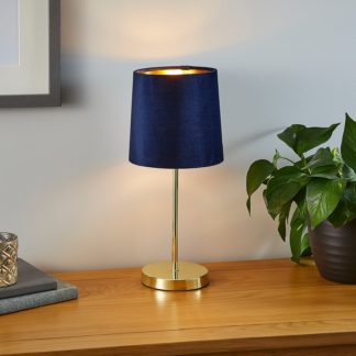 An Image of Paris Velvet Table Lamp - Navy