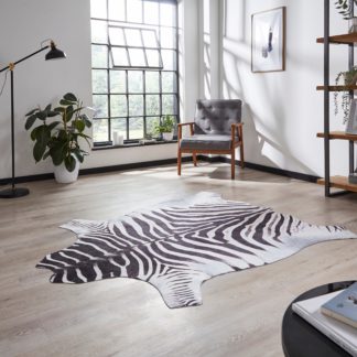 An Image of Faux Zebra Print Rug Black/White