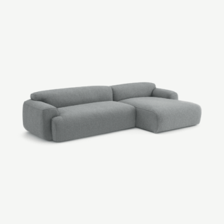 An Image of Avalon Right Hand Facing Chaise End Corner Sofa, Steel Boucle