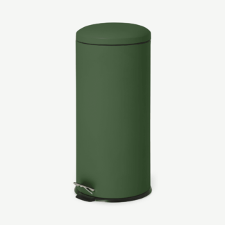 An Image of Joss Domed Pedal Bin, 30L, Dark Green