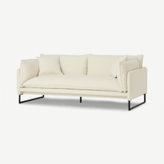 An Image of Malini 3 Seater Sofa, White Boucle