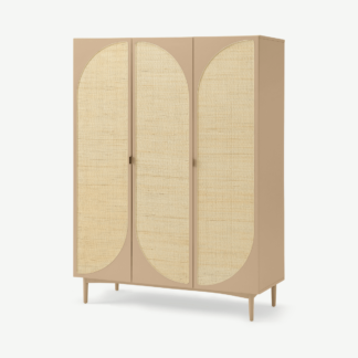 An Image of Emmi Triple Wardrobe, Light Caramel & Rattan