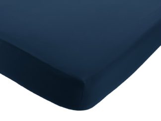 An Image of Habitat Linen Plain Petrol Blue Fitted Sheet - Kingsize