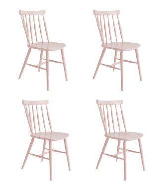 An Image of Habitat Talia 4 Solid Wood Dining Chairs - Pink