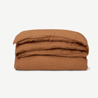 An Image of Brisa 100% Linen Duvet Cover, Super King, Caramel