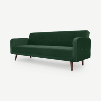 An Image of Chou Click Clack Sofa Bed, Moss Green Recycled Velvet