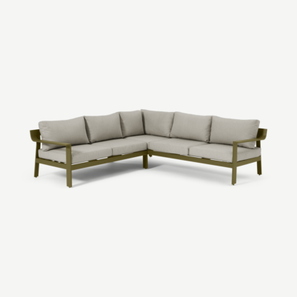 An Image of Kochi Garden Corner Sofa, Olive Aluminium & Taupe