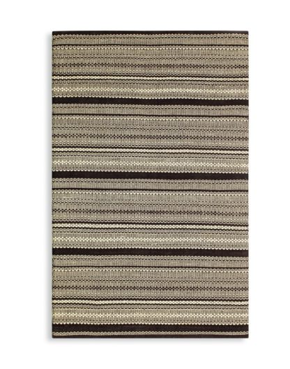 An Image of Habitat Agnes Flatweave Cotton Rug - Black - 120x180cm