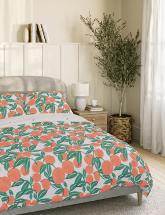 An Image of M&S Cotton Blend Repeat Oranges Bedding Set