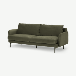 An Image of Miro 3 Seater Sofa, Pistachio Green Recycled Velvet