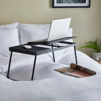 An Image of Dawson Black Wood Effect Laptop Stand Black