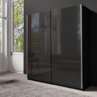 2eca35e8dbabf8213f38aca2ef20aed959544c85138b3c6b94bf2ac6ba1b763d.jpg An Image of Lincoln 180cm Sliding Wardrobe Black