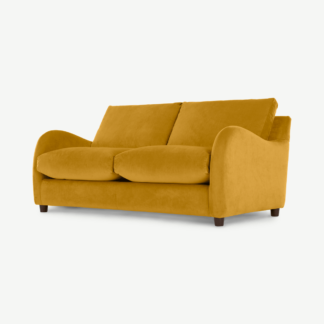 An Image of Sofia 2 Seater Sofa Bed, Mustard Recycled Velvet