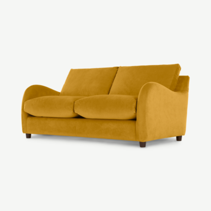 An Image of Sofia 2 Seater Sofa Bed, Mustard Recycled Velvet
