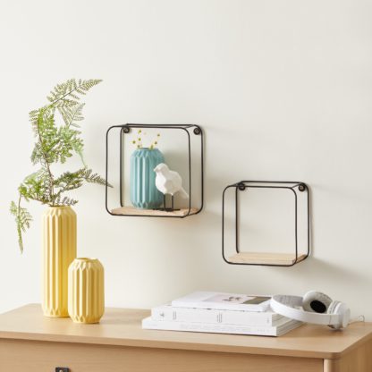 2fdec29a3dad6982cf82507c0c68fc2a7c5cdf29623e794f0006ffb5244103be.jpg An Image of Square Shelving Set of 2 Black Black