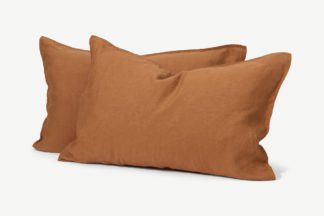 An Image of Brisa 100% Linen Set of 2 Pillowcases, Caramel