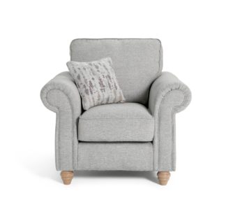 An Image of Habitat Wilfred Fabric Chair - Light Grey