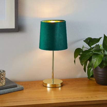 An Image of Paris Velvet Table Lamp - Emerald