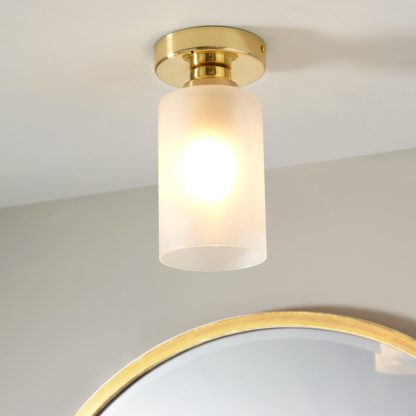 An Image of Fryer Bathroom 1 Light Flush Ceiling Gold Gold