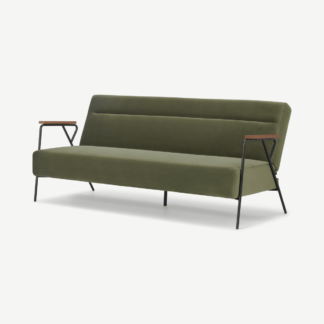 An Image of Merle Click Clack Sofa Bed, Sycamore Green Recycled Velvet