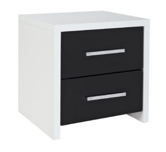 An Image of Argos Home Broadway 2 Drw Bedside Table - Blk Gloss & White