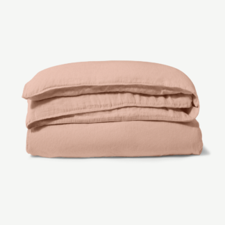 An Image of Brisa 100% Linen Duvet Cover, Super King, Pink Clay