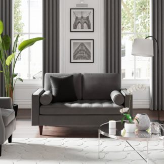 An Image of Alfie Velvet 2 Seater Sofa Steeple Grey