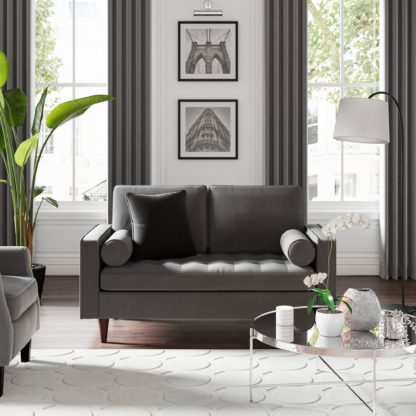 An Image of Alfie Velvet 2 Seater Sofa Steeple Grey