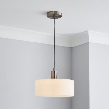 An Image of Amelie Opal Satin Nickel Glass Light Ceiling Fitting Satin Nickel
