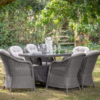 An Image of Granville Grey 6 Seater Oval Dining Set Grey
