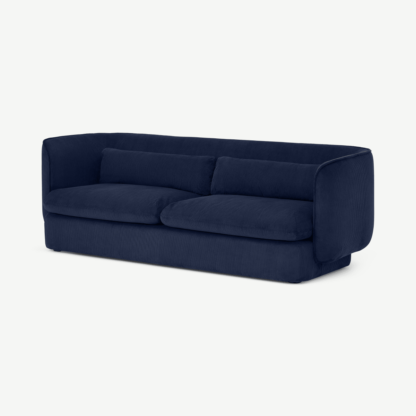 An Image of Maliri 3 Seater Sofa, Navy Corduroy Velvet