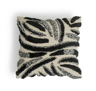 An Image of Habitat Skandi Tufted Wool Cushion - Ivory & Black - 50x50cm