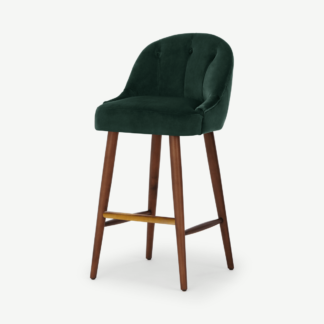 An Image of Margot Bar Stool, Moss Green Velvet