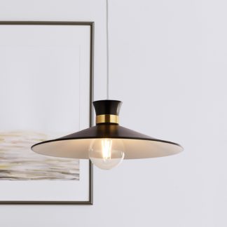 An Image of Balham Easy Fit Lamp Shade - Black & Brass