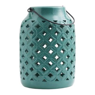 An Image of Tall Ceramic Lantern - Green