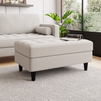 An Image of Zoe Boucle Storage Footstool Light Grey