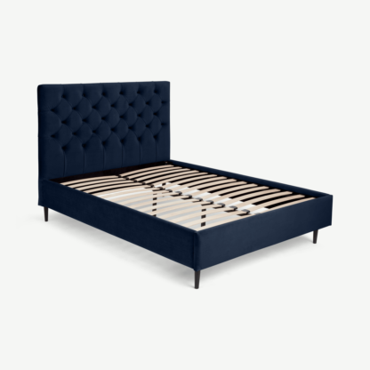 An Image of Skye Double Bed, Monarch Blue Velvet