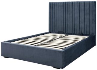 An Image of GFW Milazzo Double End Lift Ottoman Fabric Bed Frame - Blue