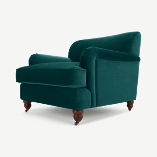 An Image of Orson Armchair, Teal Blue Recycled Velvet
