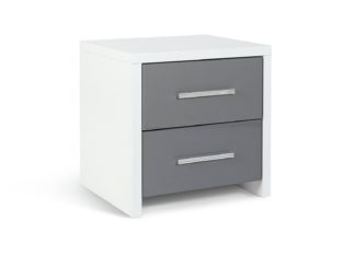 An Image of Argos Home Broadway 2 Drw Bedside Table- Grey Gloss & White