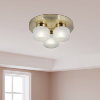 An Image of Pearl Frosted 3 Light Flush Ceiling Light