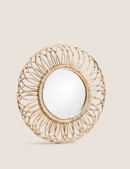 An Image of M&S Rattan Round Wall Mirror