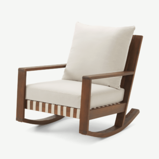 An Image of Zambra Garden Rocking Chair, Dark Acacia Wood & Natural White