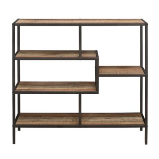 An Image of Urban Rustic Wide Shelving Unit Brown and Black