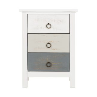 An Image of Vermount 3 Drawer Bedside Table White and Grey